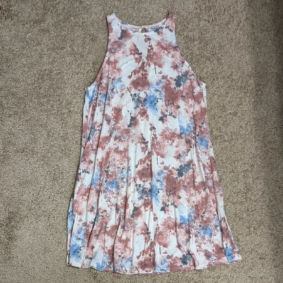MTS Watercolor Floral Blue And Pink M Dress - Picture 1 of 5